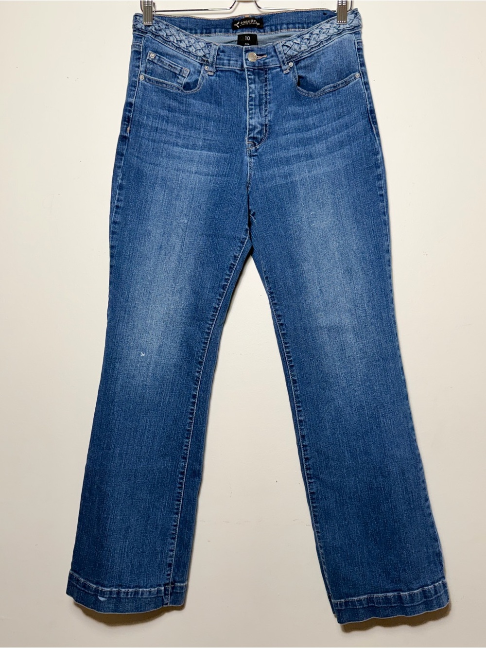 Nanette Lepore Blue Braided Waist Flare Jeans